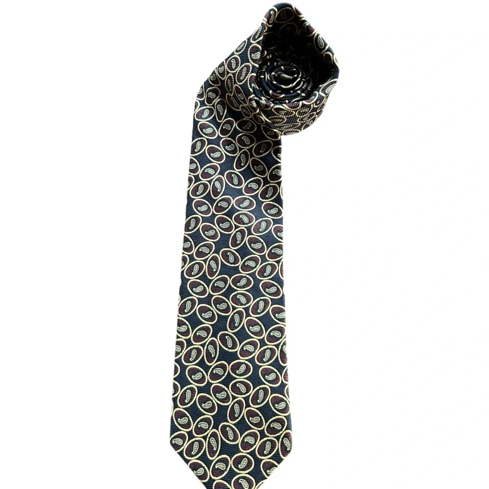 Chaps Paisley Tie Burgundy Navy Preppy Classic